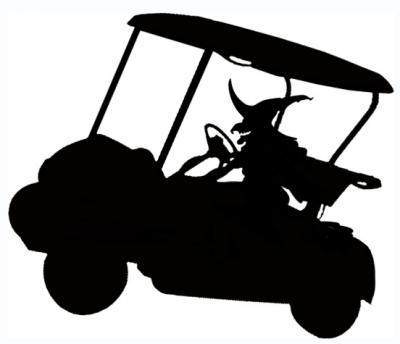 Witch in golf cart